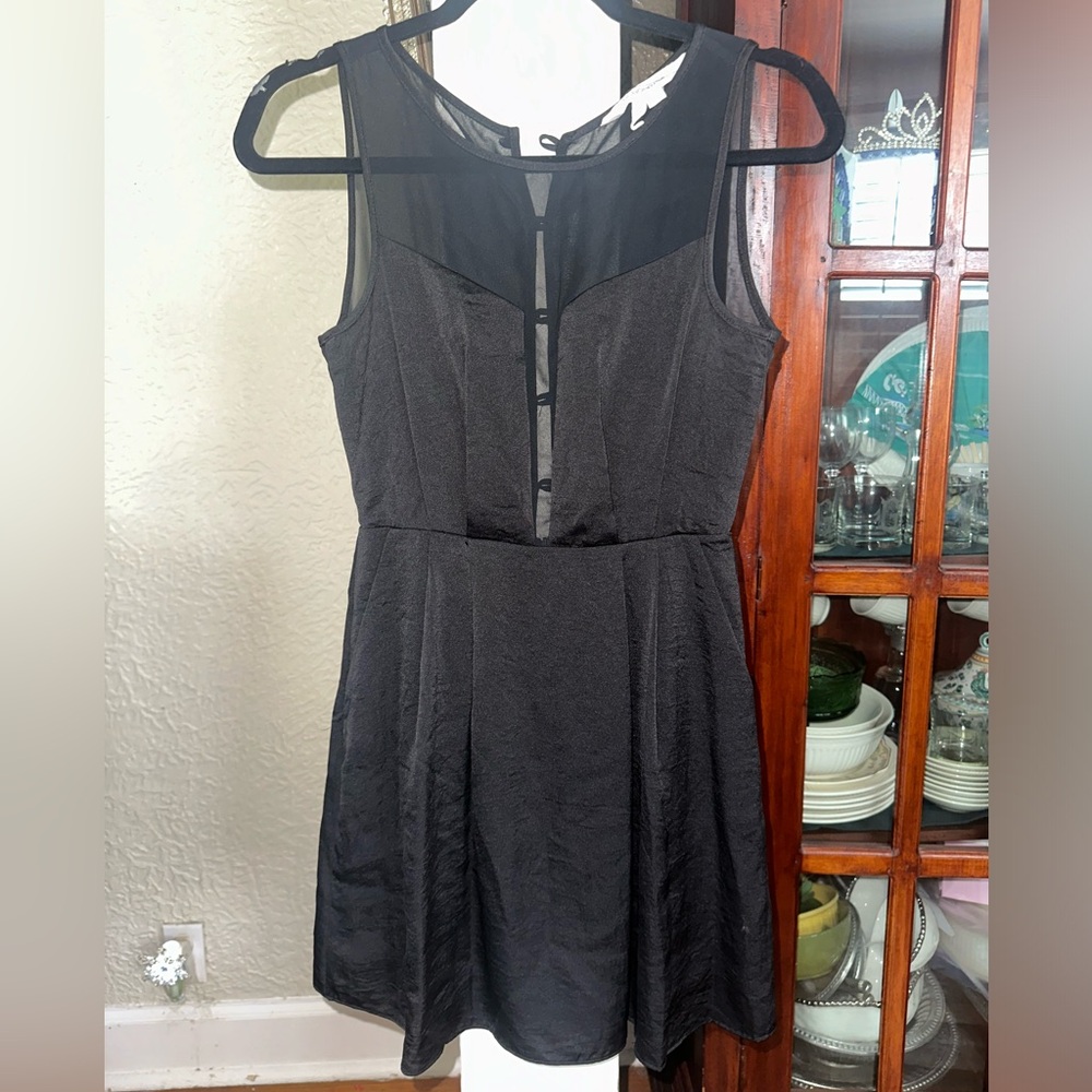 BCBGeneration black vneck sheer mini dress